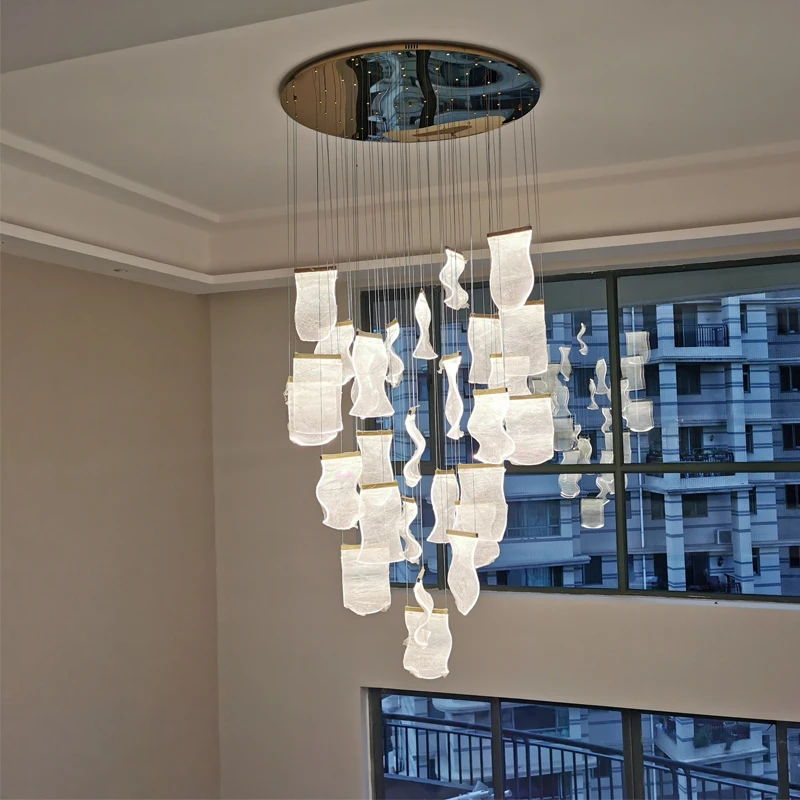 Modern Art CChandelier Design Unique Shape Living Room Lamp Villa Special-Shaped High-Rise Building Long-Line Stair Chandelier
Modern Art CChandelier Design Unique Shape Living Room Lamp Villa Special-Shaped High-Rise Building Long-Line Stair Chandelier