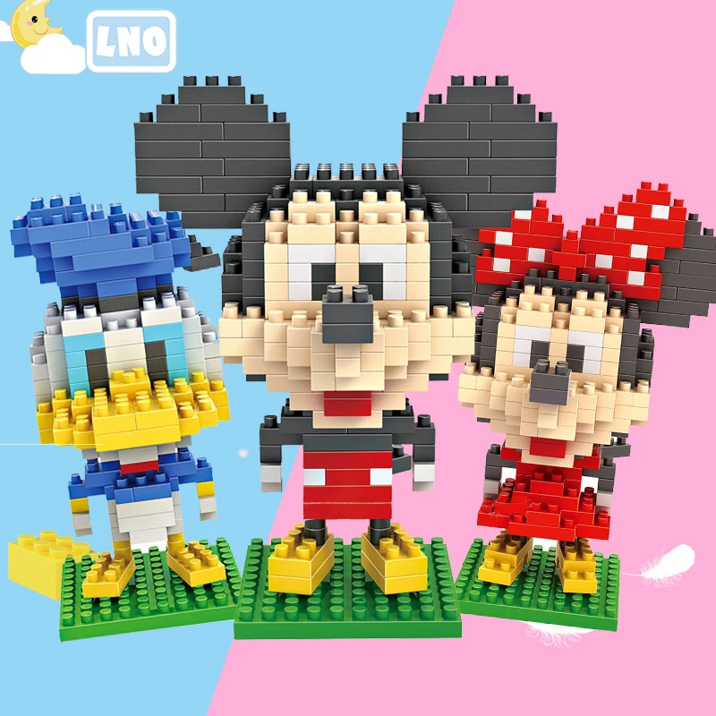 

LNO Disney Mickey Mouse Building Blocks Donald Duck Cartoon Action Anime Figure Educational Mini Toy Bricks Kids Birthday Gift