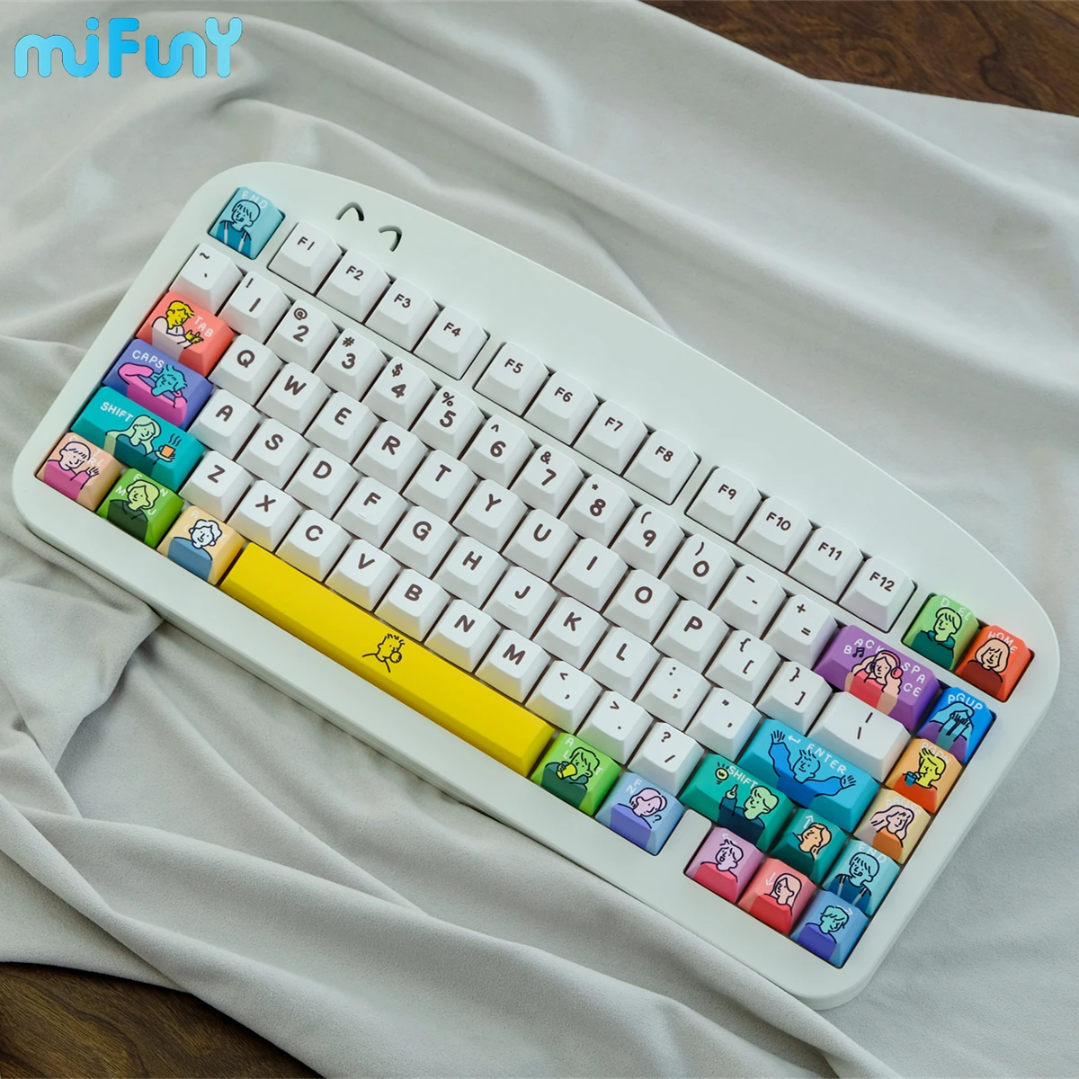 

MiFuny Custom Keycap Set Hand-drawn Fancy PBT American Comic Style Keyboard Cap Cherry Profile Key Cap for Mechanical Keyboard