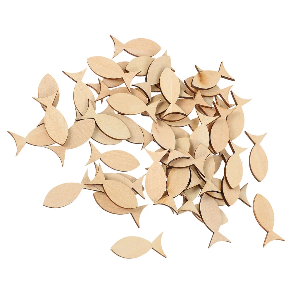 

Wood Fish Cutout 50Pcs Unfinished Wooden Shapes Mini Fish Shaped Slices Pieces Diy Embellishment Summer Ocean