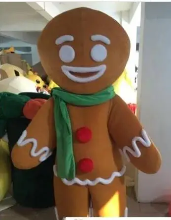 

New Adult Hot Sale Foam Cute Gingerbread Man Fancy Cartoon Mascot Costume Plush Christmas Fancy Dress Halloween Mascot Costume
