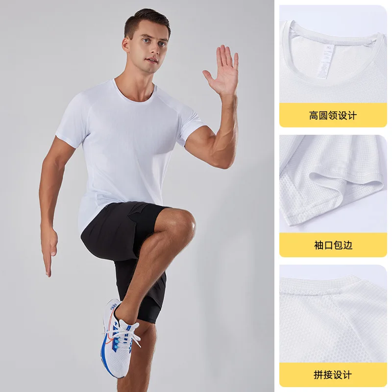 

2024 Men's Quick Drying Sports T-shirt,Breathable Sweat-absorbing Round Neck Outdoor Marathon Fitness Running T-shirt