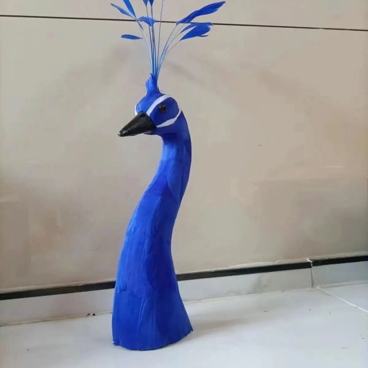 

new simulation blue peacock head model foam and feather peacock bird head gift about 35cm xf2659