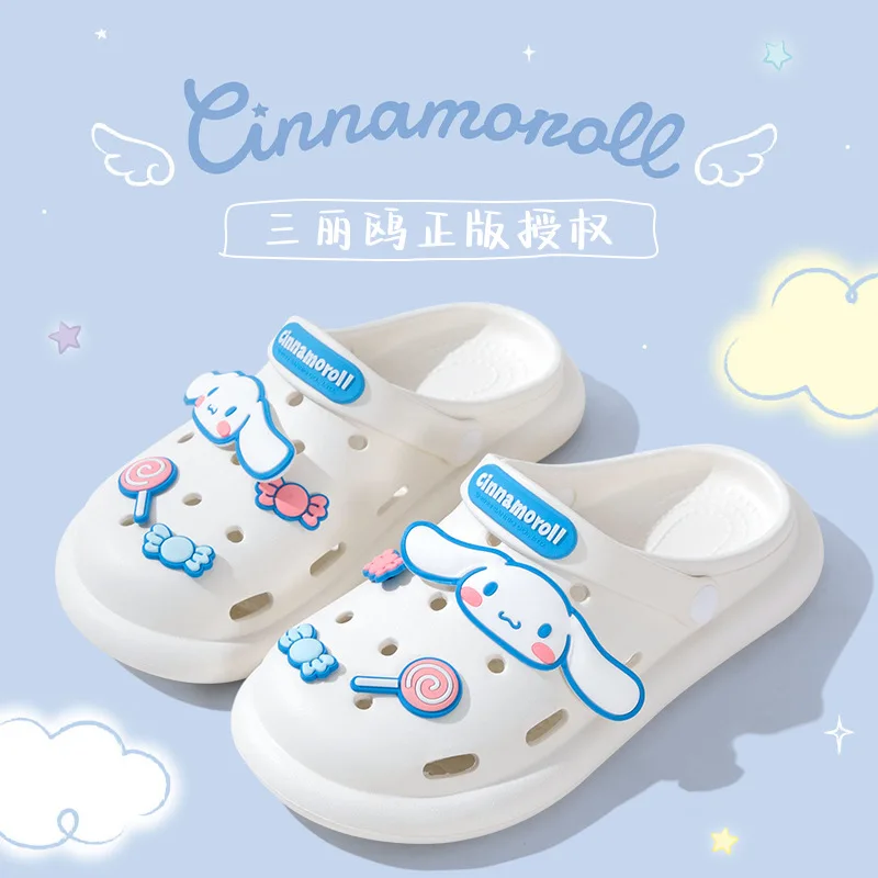 

Anime Sanrio Summer Hello Kitty New Crocs Girls Cute Home Wear Thick Bottom Treasure Jade Dog Flip-flops Female Accessories