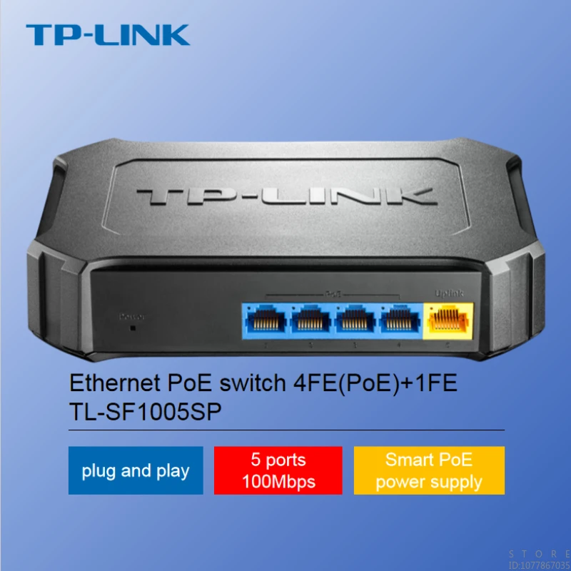 

TP-LINK 5-port 100M 4-port PoE Power Supply Switch 4FE(PoE)+1FE Network Splitter TL-SF1005SP Ethernet PoE Switch
