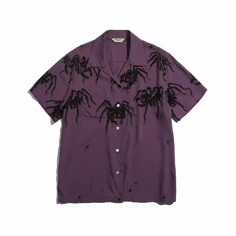 American retro loose casual shirt niche design handsome spider print 2024 summer new short-sleeved style ins for men and women
American retro loose casual shirt niche design handsome spider print 2024 summer new short-sleeved style ins for men and women