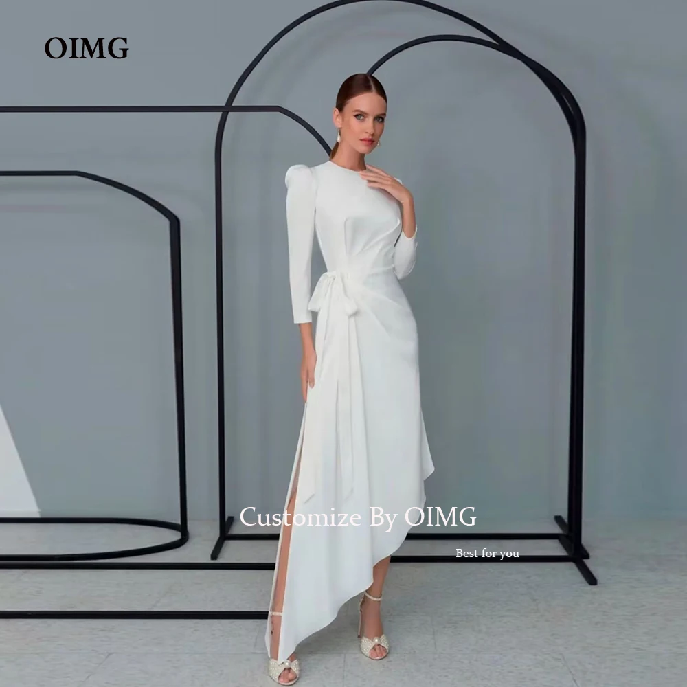 OIMG One Shoulder Sleeve Saudi Arabic Side Slit Evening Wedding Dresses O Neck Dubai Formal Bride Bridal Prom Gowns Occasion
OIMG One Shoulder Sleeve Saudi Arabic Side Slit Evening Wedding Dresses O Neck Dubai Formal Bride Bridal Prom Gowns Occasion