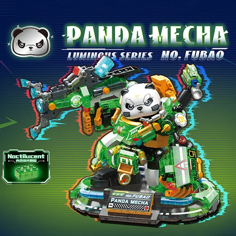 618PCS Green Panda Mecha Building Blocks Creative Luminous Building Bricks Figure Model Desktop Ornaments Kids DIY Toys Gifts
618PCS Green Panda Mecha Building Blocks Creative Luminous Building Bricks Figure Model Desktop Ornaments Kids DIY Toys Gifts