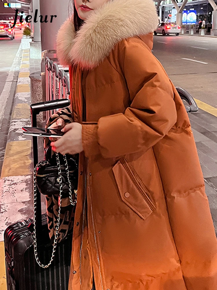 Jielur Hooded Korean Thick Warm Solid Color Women Parkas Chic Zipper Pockets Basic Simple Casual Female Parkas Long Down Coat
Jielur Hooded Korean Thick Warm Solid Color Women Parkas Chic Zipper Pockets Basic Simple Casual Female Parkas Long Down Coat
