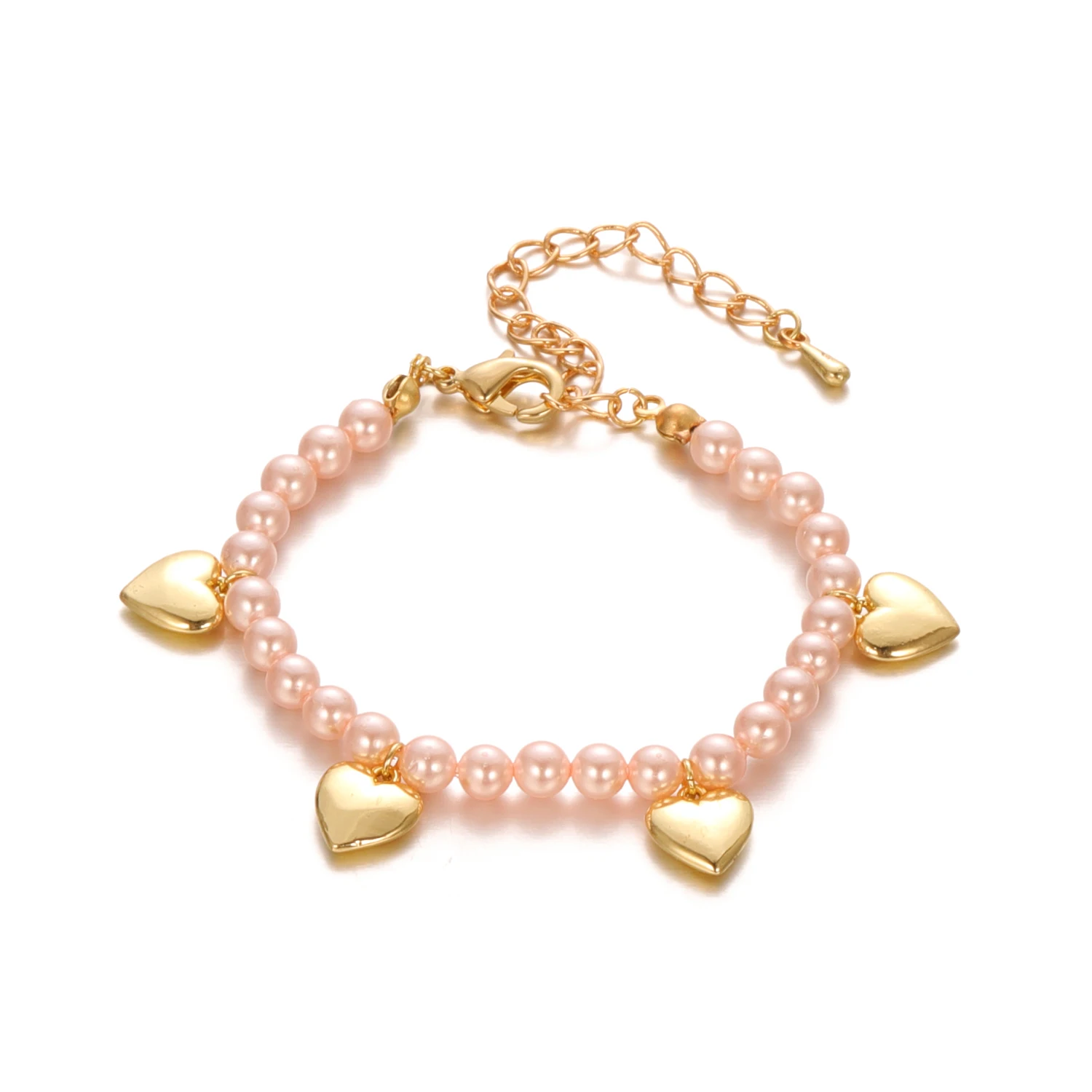 Fashion Gold Silver Pink Beads With Heart Hamdmade Bracelet for Kids Jewelry Accessories Holiday Gift
Fashion Gold Silver Pink Beads With Heart Hamdmade Bracelet for Kids Jewelry Accessories Holiday Gift