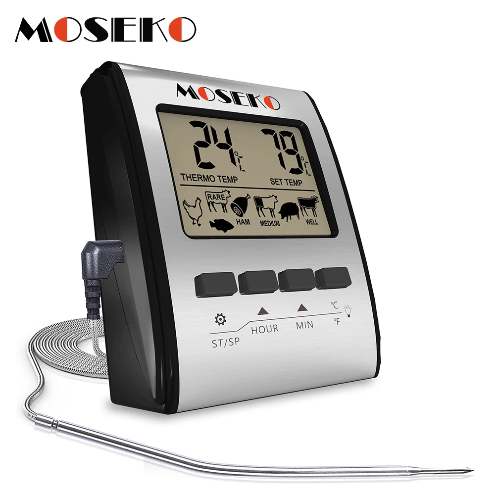 Цифровой термометр MOSEKO TP401 для мяса, кухонный прибор для измерения температуры для барбекю, с щупом и таймером, с подсветкой, для гриля и духовки
Цифровой термометр MOSEKO TP401 для мяса, кухонный прибор для измерения температуры для барбекю, с щупом и таймером, с подсветкой, для гриля и духовки