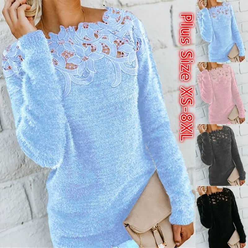 2022 Large Size Womens Ladies Long Sleeve Lace Floral Print Pullover Long Sleeve Round Neck Hollow Out Sweater Jumpers
2022 Large Size Womens Ladies Long Sleeve Lace Floral Print Pullover Long Sleeve Round Neck Hollow Out Sweater Jumpers