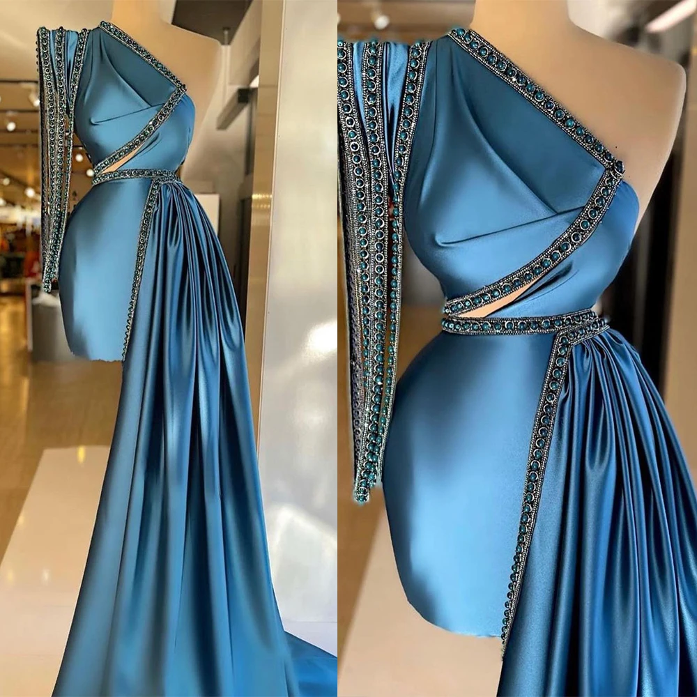 Saudi Arabia Prom Dress Ruched Satin Mermaid Ruffles One Shoulder Long Sleeve Dress For Dubai Women robe de soiree
Saudi Arabia Prom Dress Ruched Satin Mermaid Ruffles One Shoulder Long Sleeve Dress For Dubai Women robe de soiree