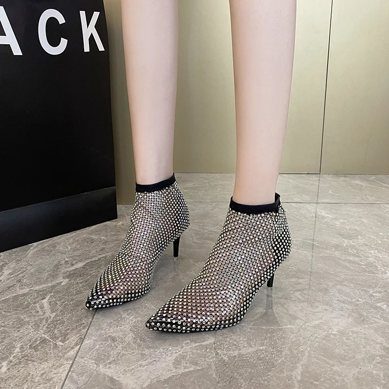 2023 New Rhinestone Mesh Pointed Toe Ankle and Over-The-Knee Boots Women Stiletto High Heels Female Mesh Shoes Sandals
2023 New Rhinestone Mesh Pointed Toe Ankle and Over-The-Knee Boots Women Stiletto High Heels Female Mesh Shoes Sandals