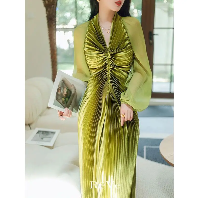Harajpee Butterfly Pleated Dresses Green Temperament Slimming High Waisted Long Sleeved Dress Women Goddess Gentle Vestido
Harajpee Butterfly Pleated Dresses Green Temperament Slimming High Waisted Long Sleeved Dress Women Goddess Gentle Vestido