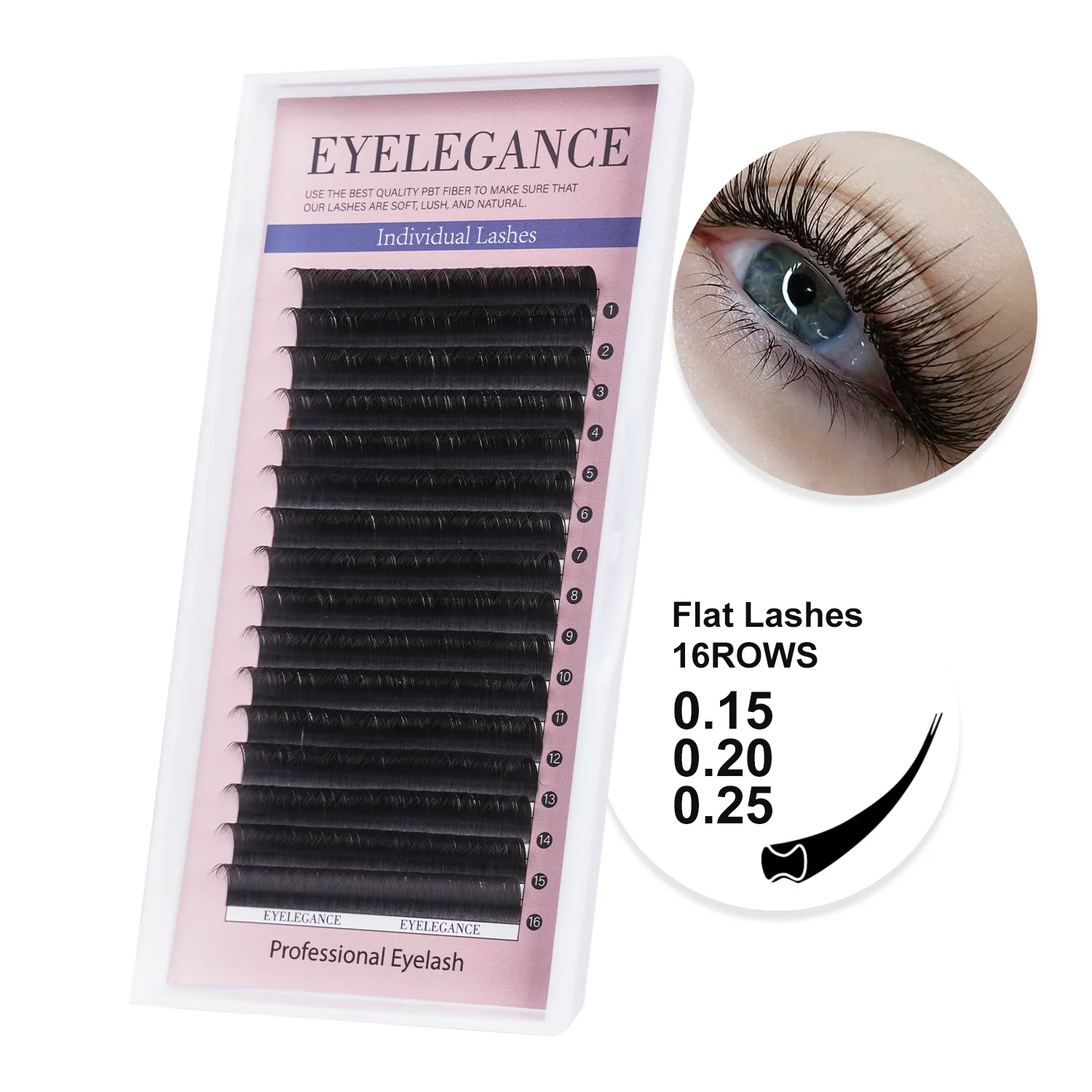 

EYELEGANCE 16 Rows Ellipse Flat Eyelash Extensions Split Tips Flat Lash 0.15 0.20 0.25 Individual Lashes C/D/CC/DD Curl Lash