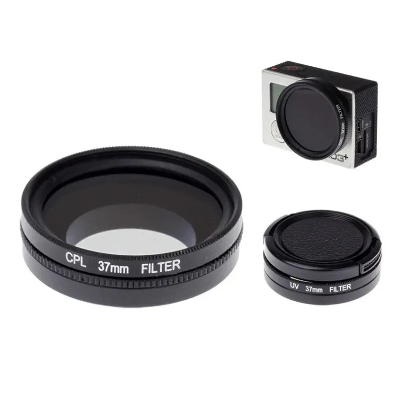 

37Mm Uv Cpl Circular Polarizer Filter Alloy Adapter Ring Lens Cap Filtor Protector For Gopro 3 3+ 4 Camera Accessories