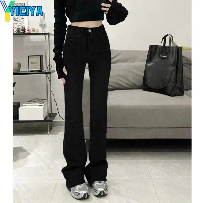 

YICIYA Y2K cargo Flare Jeans Black trousers Jean Washed fashion Clothes boot cut long pants new outfit vintage Autumn and Winter