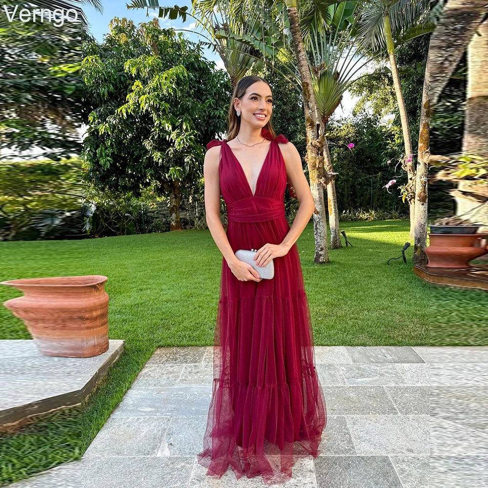 Verngo A-line V-neck Tulle Prom Dresses Sleeveless Backless Evening Party Gowns Long Formal Occasion Dress Robes De Soirée
Verngo A-line V-neck Tulle Prom Dresses Sleeveless Backless Evening Party Gowns Long Formal Occasion Dress Robes De Soirée
