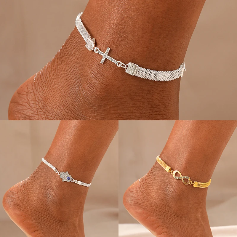 

Infinity Rhinestone 8-shaped Anklet, Anklets for Women Girls Anklet Foot Bracelet Beach Style Trendy Female Jewelry Accessories