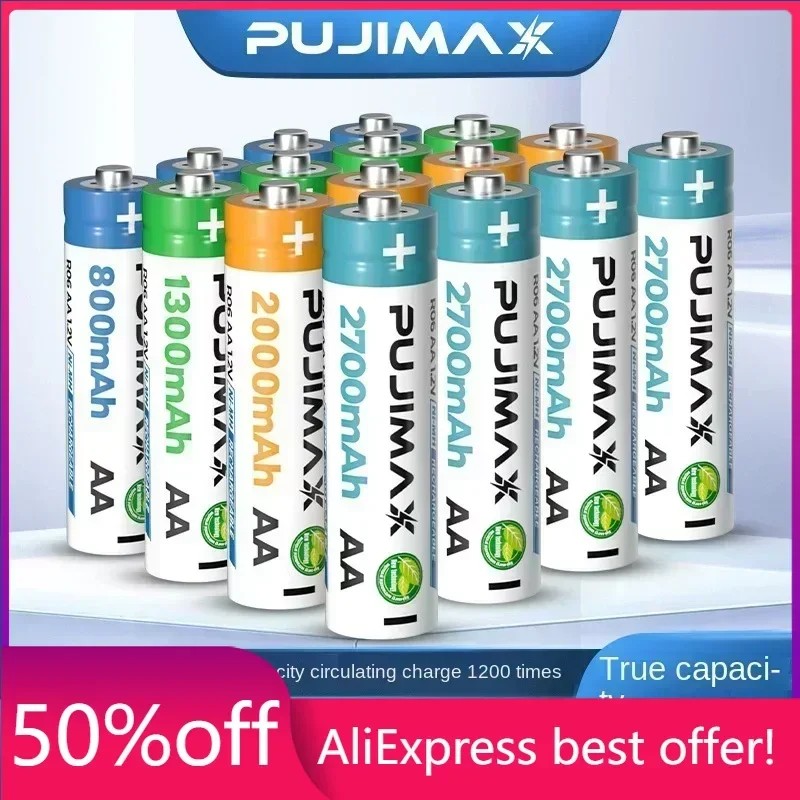 PUJIMAX Rechargeable Batteries - 5 and 7 Sizes, 1.2V Ni-MH for Alarm Clock, Toy, Mouse
PUJIMAX Rechargeable Batteries - 5 and 7 Sizes, 1.2V Ni-MH for Alarm Clock, Toy, Mouse