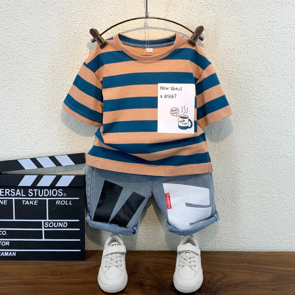 Summer Children Clothing Outfit 2-12Y Cotton Kids Striped T-Shirt + Denim Shorts 2pcs Suits Baby Boy Girls Clothes Set
Summer Children Clothing Outfit 2-12Y Cotton Kids Striped T-Shirt + Denim Shorts 2pcs Suits Baby Boy Girls Clothes Set