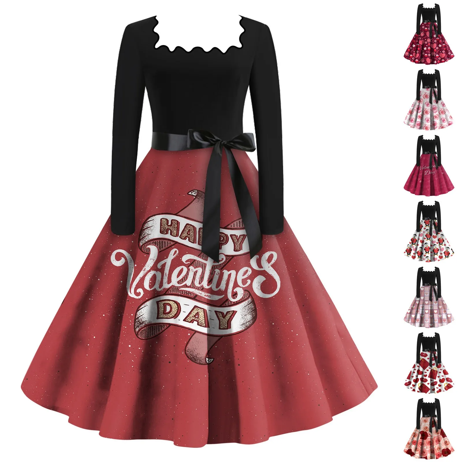 Women's Casual Fashion Square Neck Long Sleeve Valentine's Day Printed Vintage Dresses elegant and pretty women's dresses
Women's Casual Fashion Square Neck Long Sleeve Valentine's Day Printed Vintage Dresses elegant and pretty women's dresses