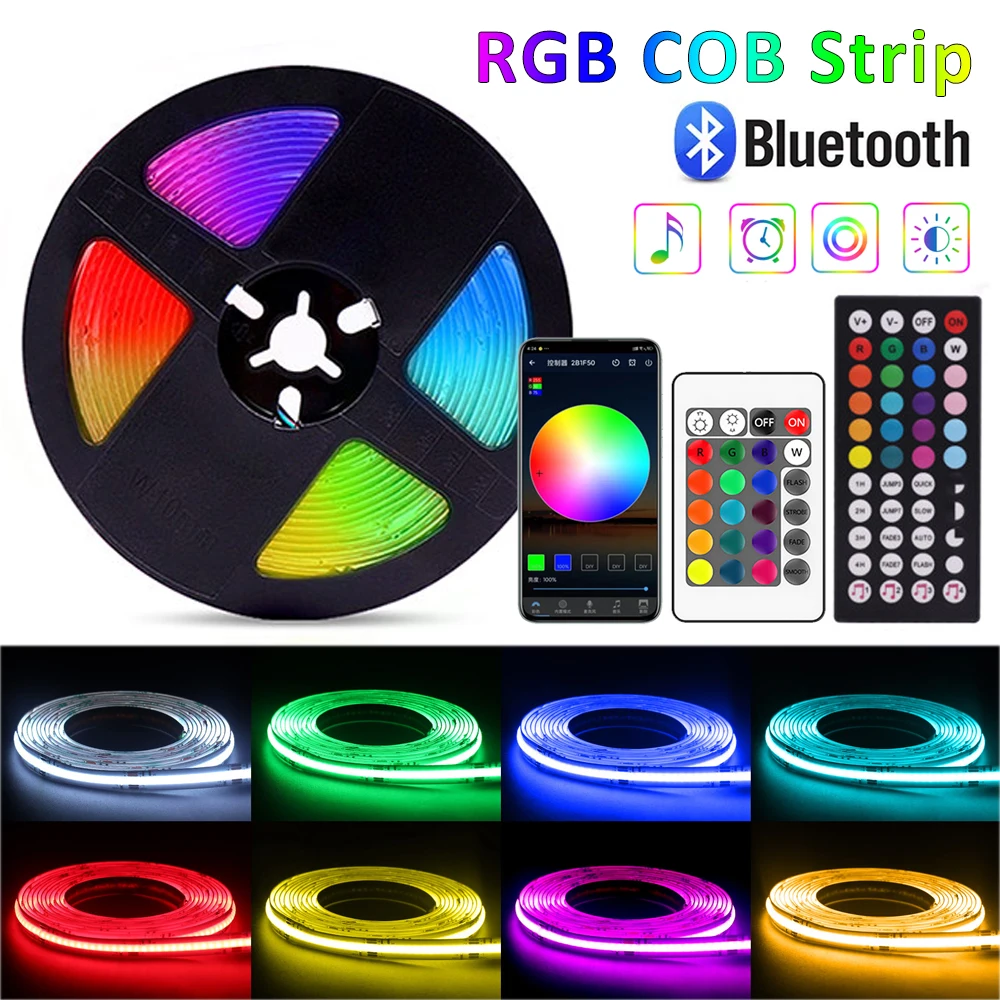 COB RGB LED Strip Lights Bluetooth Smart Remote Control 840LEDs DC 12V Flexible Ribbon RGB Tape For Wall Room Decoration
COB RGB LED Strip Lights Bluetooth Smart Remote Control 840LEDs DC 12V Flexible Ribbon RGB Tape For Wall Room Decoration