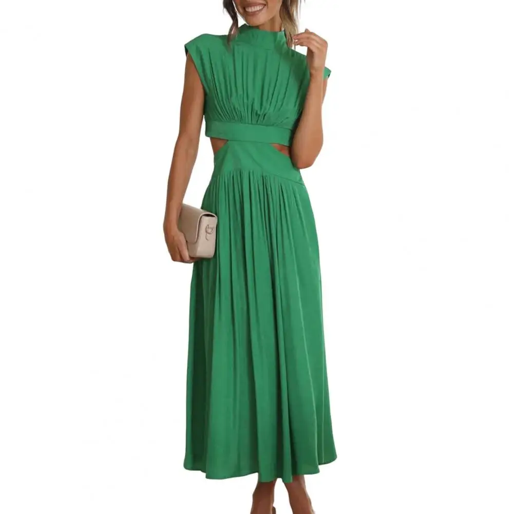 

Женское ажурное платье макси, зеленое однотонное модное платье без рукавов с открытой спиной, Элегантное повседневное длинное платье с рюшами, лето 2023