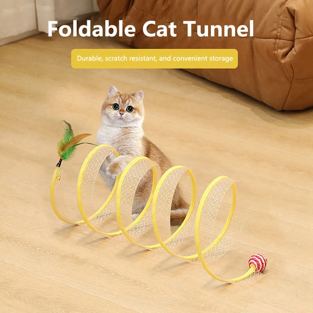 

Интерактивные игрушки для кошек, складной туннель для кошек, котята, мышь, игрушка с перьями, кошки, игры, S-образный туннель, весенние игрушки, товары для домашних животных