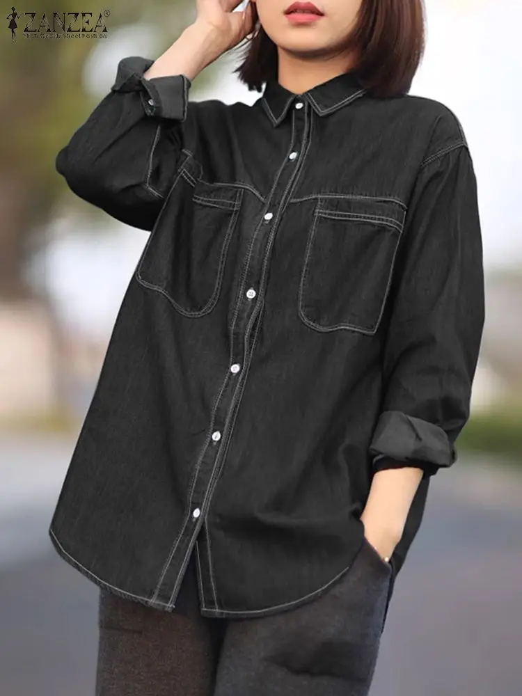 ZANZEA Casual Lapel Irregular Hem Shirt Women Loose Denim Shirt 2024 Vintage Fashion Blue Tops Spring Long Sleeve Pocket Blouse
ZANZEA Casual Lapel Irregular Hem Shirt Women Loose Denim Shirt 2024 Vintage Fashion Blue Tops Spring Long Sleeve Pocket Blouse