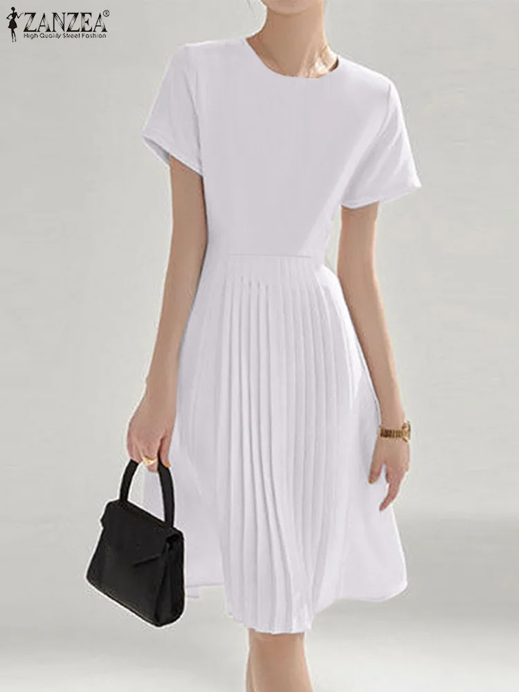 2024 Summer Knee-length Dresses ZANZEA Women Solid Pleating Dress Vintage O-neck Waisted Vestidos Casual Short Sleeve Sundress
2024 Summer Knee-length Dresses ZANZEA Women Solid Pleating Dress Vintage O-neck Waisted Vestidos Casual Short Sleeve Sundress