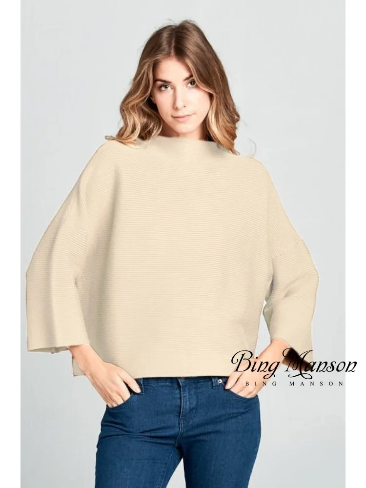 

Женский топ на осень и зиму, свободный и теплый свитер, однотонная Модная рубашка, уличная одежда, Женский универсальный топ, свитер