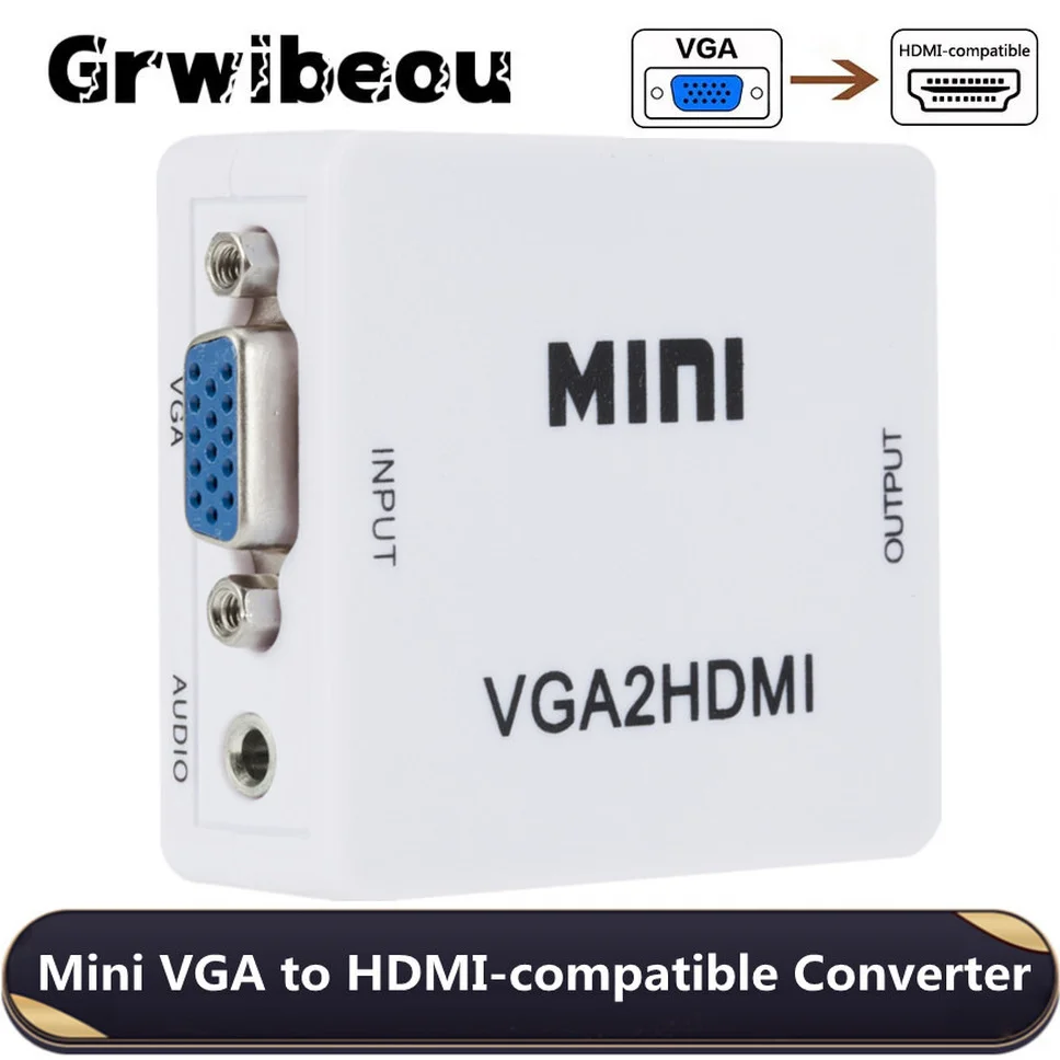 Grwibeou VGA to HDMI-compatible Converter Box 1080P Mini VGA Video Audio Adapter For PC Laptop HDTV Projector VGA2HDMI Adapter
Grwibeou VGA to HDMI-compatible Converter Box 1080P Mini VGA Video Audio Adapter For PC Laptop HDTV Projector VGA2HDMI Adapter