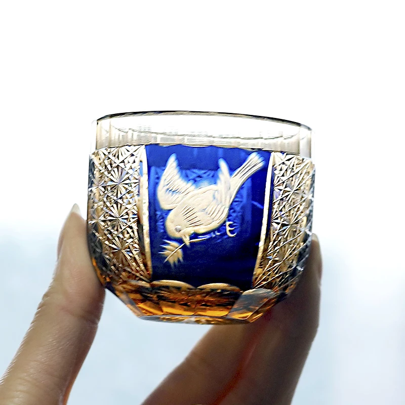 Japanese Edo Kiriko style amber blue and green shot glass handmade cup for table restaurant glass with gift box 2oz
Japanese Edo Kiriko style amber blue and green shot glass handmade cup for table restaurant glass with gift box 2oz