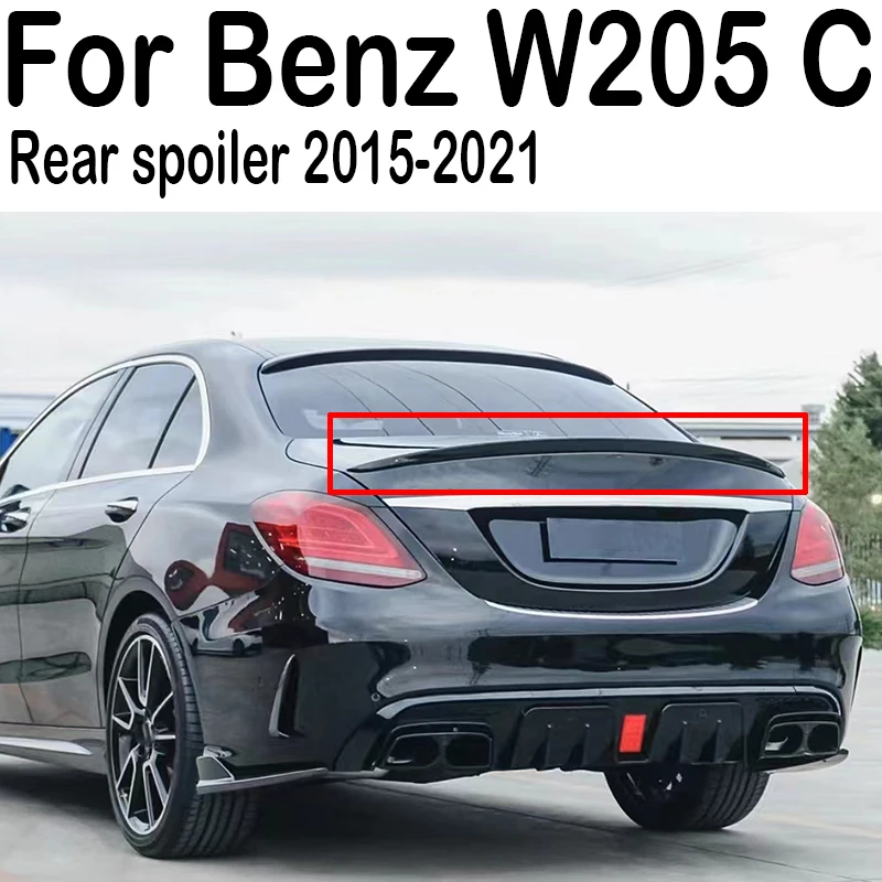 

For Mercedes Benz C-Class sedan W205 2015-2021 Spoiler C180 C200 C260 C300 AMG PSM Modified Carbon Fiber Smooth Black Car Wings