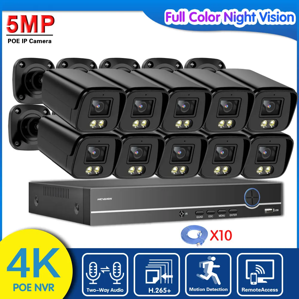 4K 10CH POE NVR Security Camera System Color Night Vision 5MP POE IP Camera Video Surveillance Kit 2 Way Audio CCTV Security Set
4K 10CH POE NVR Security Camera System Color Night Vision 5MP POE IP Camera Video Surveillance Kit 2 Way Audio CCTV Security Set