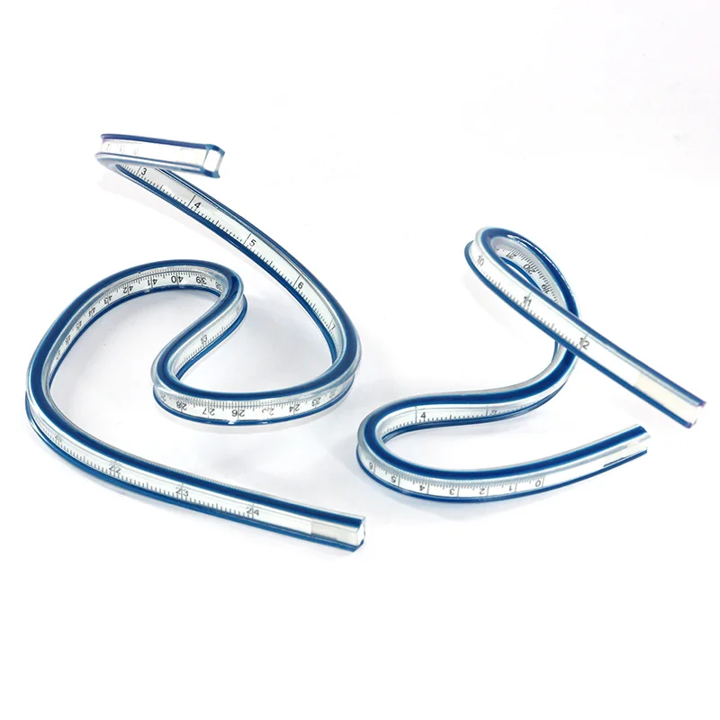 

1pcs Flexible Curve Ruler Drafting Drawing Tool Serpentine Plastic School office supplies 30cm 40 50 60cm