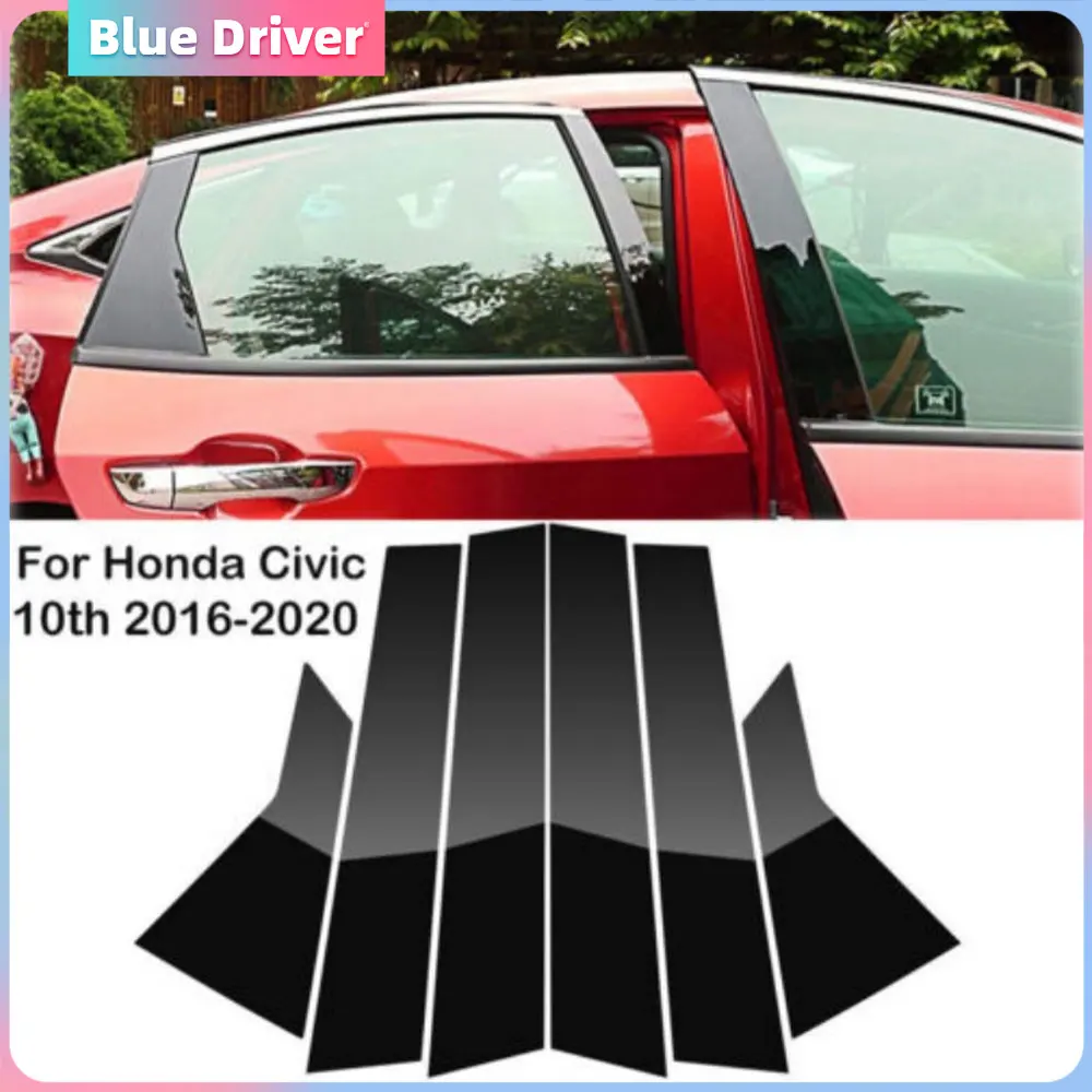 

Car Window Pillar Posts Door Trims Cover Sticker For Honda Civic Sedan 2016-2021 Glossy Black Pillar Post Door Trim Accessories