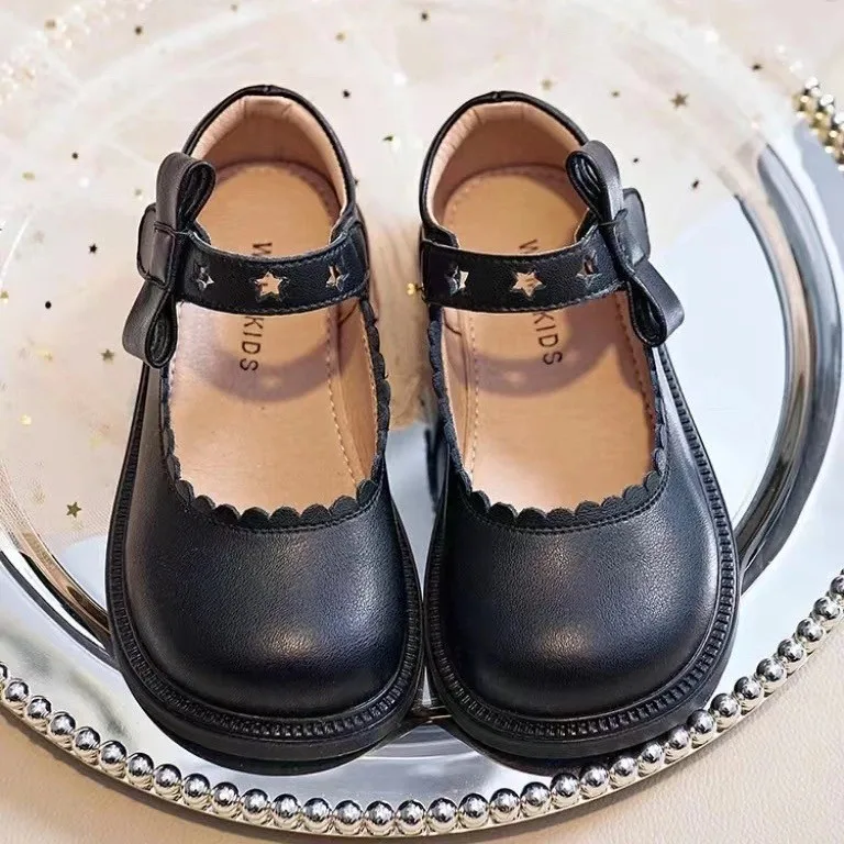 

Girls Leather Shoes for Party Wedding Kids Princess Mary Janes Shoes with Bow-knot Fashion Children Performance Shoes Simple