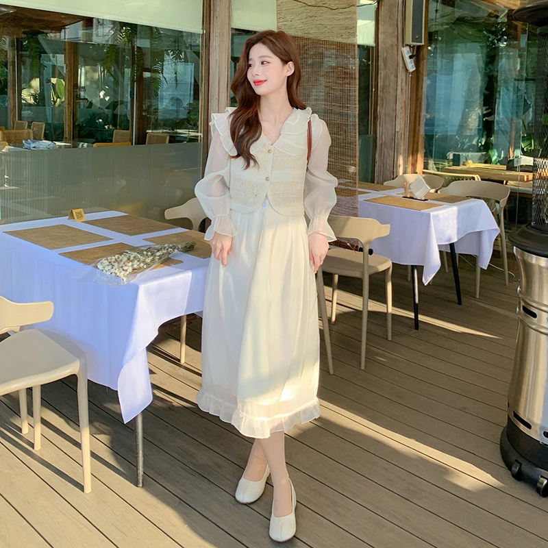 French Style Sweet Fake 2PCS Spliced Long Sleeve Shirt Dress for Women 2023 Spring New Elegant Vintage Slim Maxi Dresses D303
French Style Sweet Fake 2PCS Spliced Long Sleeve Shirt Dress for Women 2023 Spring New Elegant Vintage Slim Maxi Dresses D303