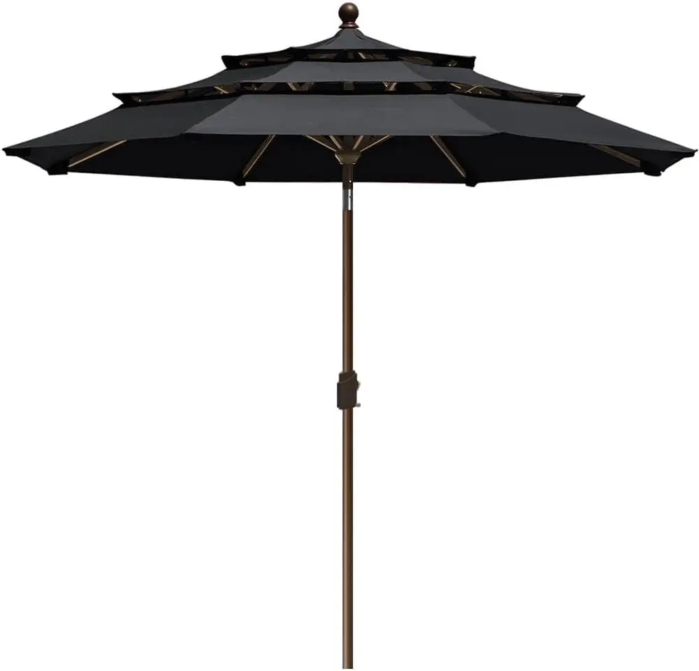 

EliteShade 9Ft 3 Tiers Market Umbrella Patio Umbrella Outdoor Table Umbrella with Ventilation,Black