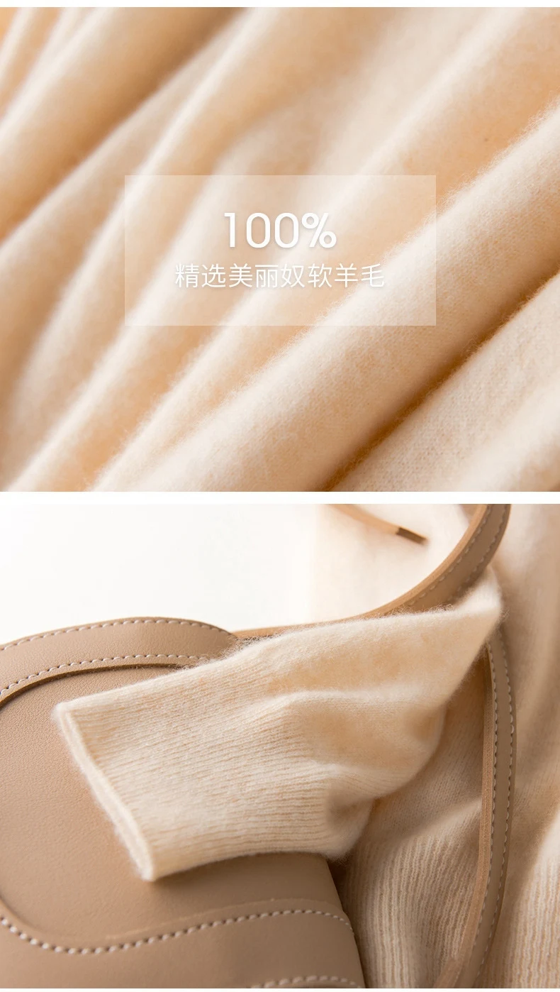 Autumn Woman Cashmere O Mock Collar Long-sleeved Slim Merino Pure Wool Soft And Warm Sweater Winter 2022 Autumn Woman Cashmere O Mock Collar Long-sleeved Slim Merino Pure Wool Soft And Warm Sweater Winter 2022