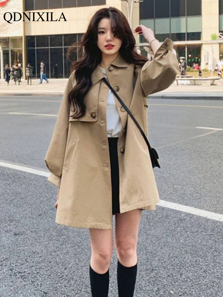 Women's Spring Autumn Khaki Mid Length Windbreaker Overcoat Korean Loose Lantern Sleeve Fashion Casual Woman Trench Coat Jackets 
Women's Spring Autumn Khaki Mid Length Windbreaker Overcoat Korean Loose Lantern Sleeve Fashion Casual Woman Trench Coat Jackets