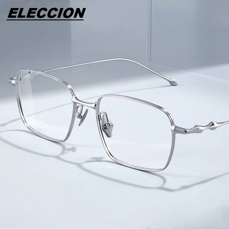 

ELECCION Korean Luxury Brand Eyeglass Frames Male Vintage Pure Titanium Square Glasses Frame Men Prescription Spectacles ABA