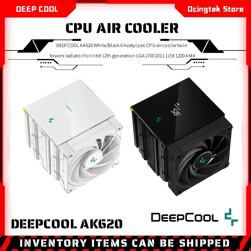 

DEEPCOOL AK620 DIGITAL 6 heatpipes CPU air cooler twin towers radiator For Intel 12th generation LGA1700 2011 115X 1200 AM5 AM4