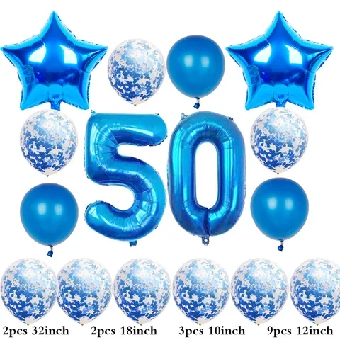 16Pcs/Set Adult Happy Birthday Balloons 10 20 30 50th Blue Birthday Party Balloon Confetti Globos Anniversary Party Decorations
16Pcs/Set Adult Happy Birthday Balloons 10 20 30 50th Blue Birthday Party Balloon Confetti Globos Anniversary Party Decorations