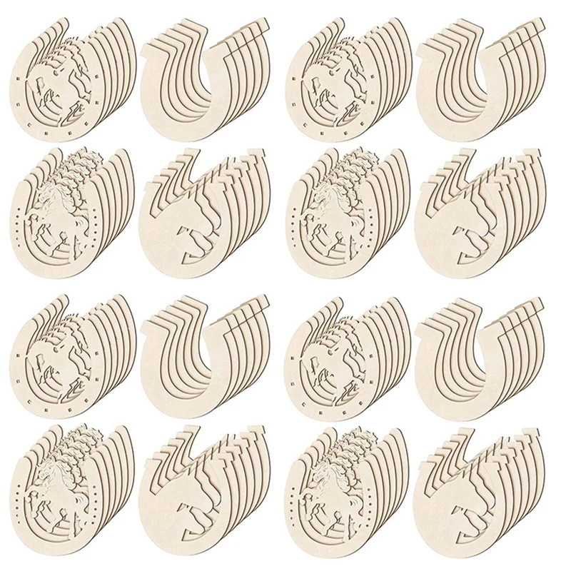 

192 Pcs Horseshoe Shape Wood Cutouts For Crafts Unfinished Wooden Horseshoes Small Cowboy Party Decorations-Drop Ship