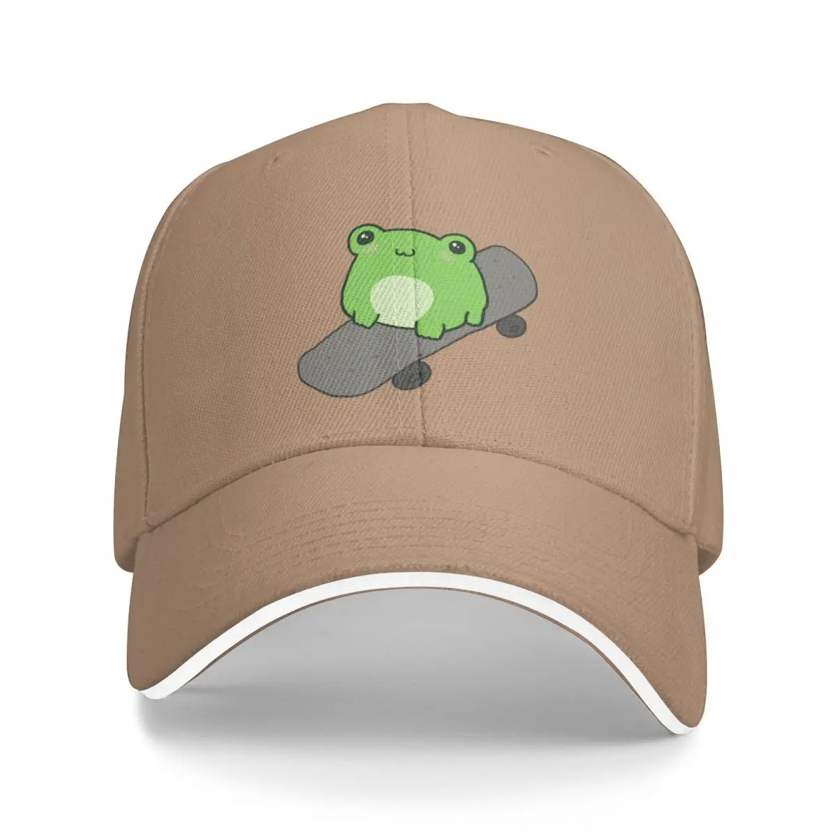 

Cute Fat Frog on Skateboard - Kawaii Cottagecore Aesthetic - Happy Skateboarding Froggy -Sweet Skater Frogge Baseball Cap