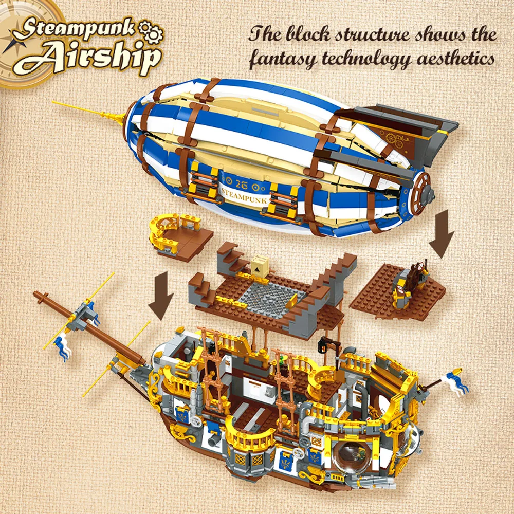 creative expert Steampunk Airship moc Building Block model toy birthday gifts Christmas 3272pcs creative expert Steampunk Airship moc Building Block model toy birthday gifts Christmas 3272pcs
